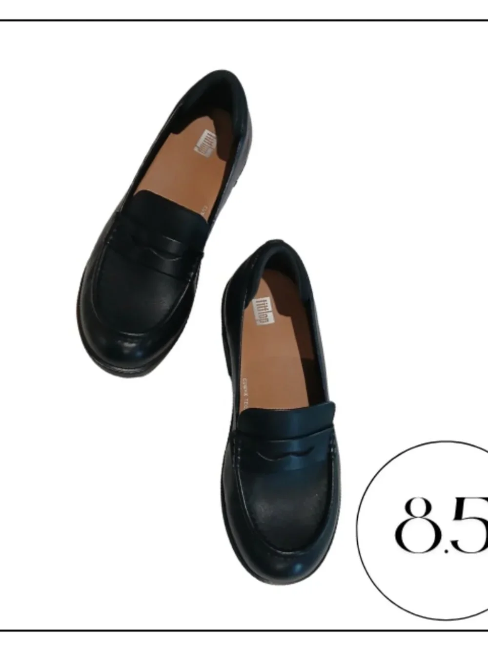 Fitflop Black Leather Platform Penny Loafers